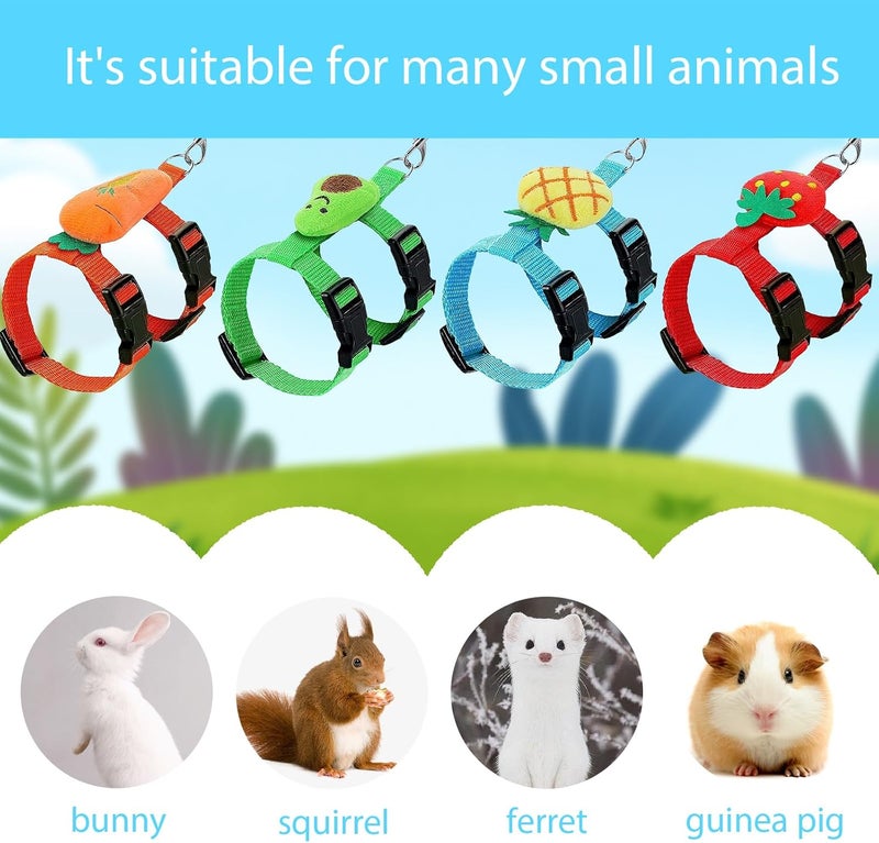 XPAPOV 4 Sets Adjustable Bunny Rabbit Harness and Leash Set Small Pet Cute Vest Harness Leash Ferret Harness Guinea Pig Harness Ferret Leash with Decorations for Bunny Kitten Puppy, Small Pets - Image 5